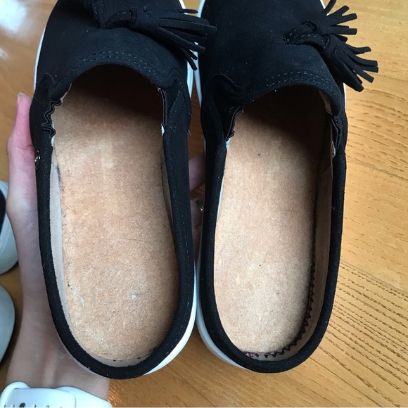 Spenco shoes Slip On Mule Slide Black tassels suede sandals womens size 6.5 - Picture 8 of 10